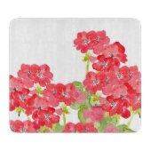 Planche À Découper Geraniums d'aquarelles rouges (Devant)