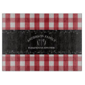 Planche À Découper Gingham Rouge Campagne Rustique Tableau Noir (Devant)