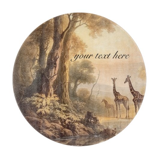 Planche À Découper girafes botaniques vintages, personnalisables (Devant)