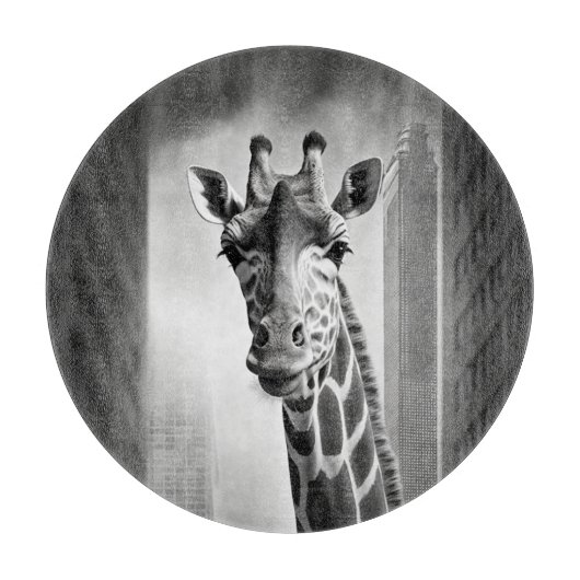 Planche À Découper Giraffe dans une cityscape (Devant)