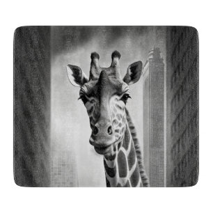Planche À Découper Giraffe dans une cityscape