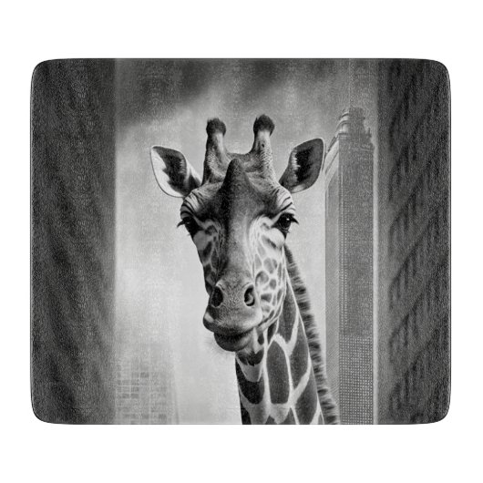 Planche À Découper Giraffe dans une cityscape (Devant)