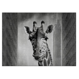 Planche À Découper Giraffe dans une cityscape