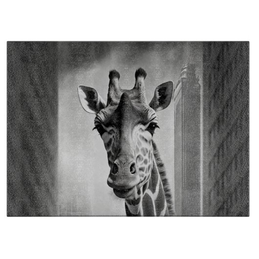 Planche À Découper Giraffe dans une cityscape (Devant)