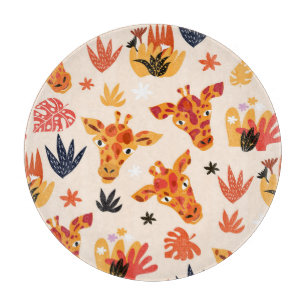 Planche À Découper Giraffe de dessin : Floral Savanna Motif