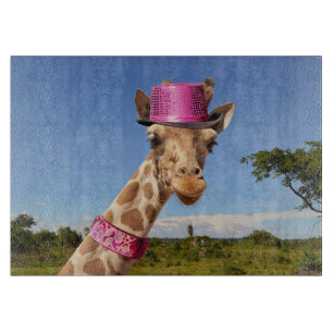 Planche À Découper Giraffe en casquette rose étincelant