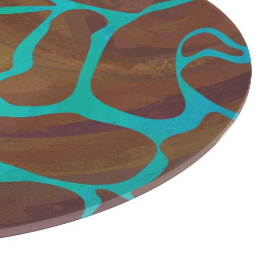 Planche À Découper Giraffe Impression Brown et Turquoise (Coin)