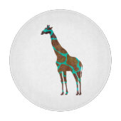 Planche À Découper Giraffe Impression Brown et Turquoise (Devant)