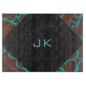 Planche À Découper Giraffe Impression Brown et Turquoise (Devant)