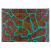 Planche À Découper Giraffe Impression Brown et Turquoise (Devant)