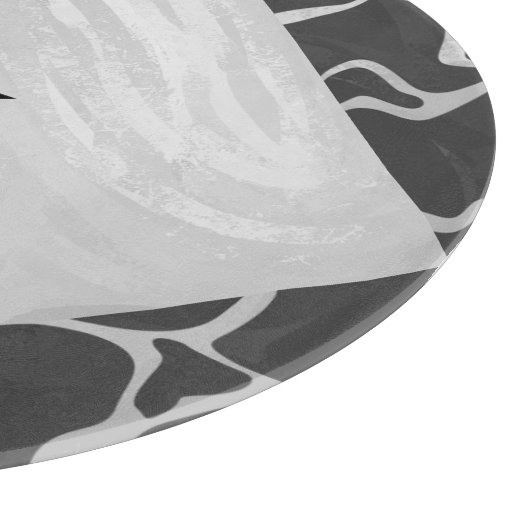 Planche À Découper Giraffe Monogramme noir et gris clair (Coin)