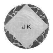 Planche À Découper Giraffe Monogramme noir et gris clair (Devant)