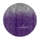 Planche À Découper Glam Monogram Purple Silver Parties scintillant (Devant)