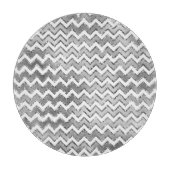 Planche À Découper Glam Silver White Zigzag Stripes (Devant)