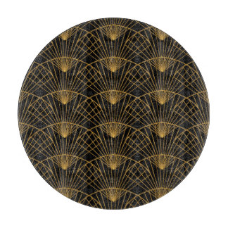 Planche À Découper Glamour Art Déco : Ventilateur D'Or.
