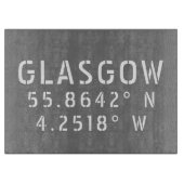 Planche À Découper Glasgow Écosse Latitude & Longitude (Devant)