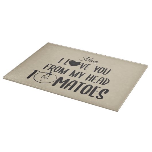 Planche À Découper Glass Custom Je T'Aime De Ma Tête Tomates (Coin)