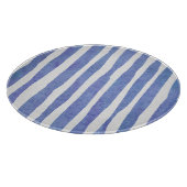 Planche À Découper Glass Cutting Board Round - Blue Stripe Pattern (Coin)