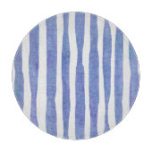 Planche À Découper Glass Cutting Board Round - Blue Stripe Pattern (Devant)