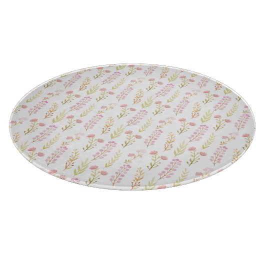 Planche À Découper Glass Cutting Board Round - Pink Flower Pattern (Coin)