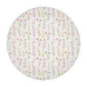Planche À Découper Glass Cutting Board Round - Pink Flower Pattern (Devant)