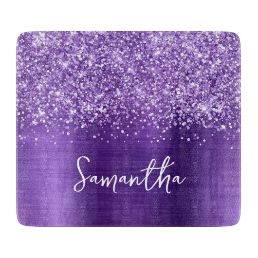 Planche À Découper Glittery Amethyst Glam Name (Devant)