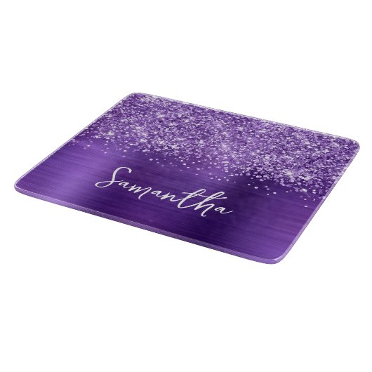 Planche À Découper Glittery Amethyst Glam Name (Coin)