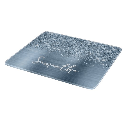 Planche À Découper Glittery Light Blue Glam Name (Coin)