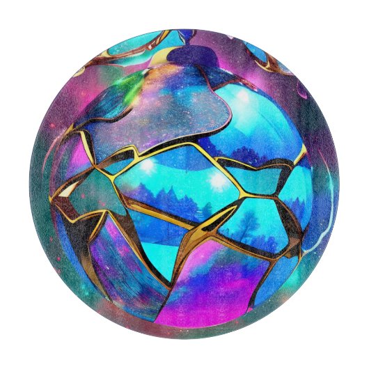 Planche À Découper Globe iridescent spatial (Devant)