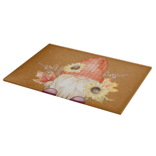 Planche À Découper Gnome D'Automne Avec Fleurs De Soleil (Coin)