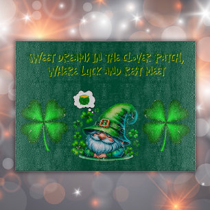 Planche À Découper Gnome mignonne St Patrick Dormir sur le vert chass