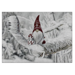 Planche À Découper Gnomes dans la peinture à l'aquarelle de la neige