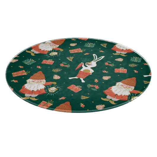 Planche À Découper Gnomes de Noël, Motif de vacances de lapin. (Coin)