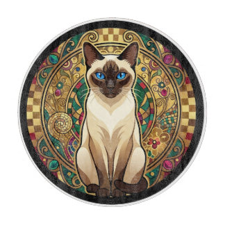 Planche À Découper Gold Art Nouveau Siamese Cat