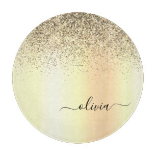 Planche À Découper Gold Parties scintillant Girly Luxe Moderne Monogr