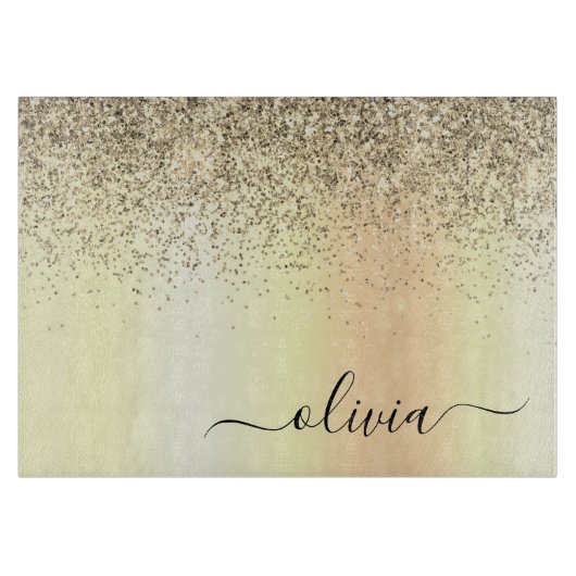 Planche À Découper Gold Parties scintillant Girly Luxe Moderne Monogr (Devant)