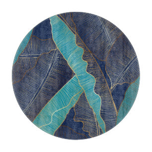 Planche À Découper Golden Banana Leaf : Motif de luxe.