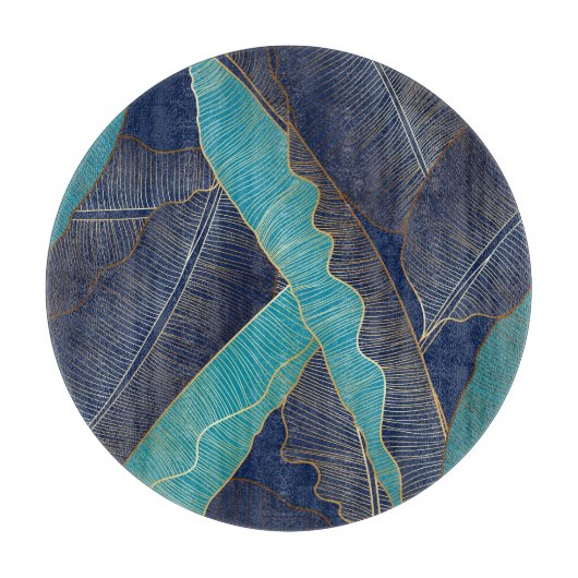 Planche À Découper Golden Banana Leaf : Motif de luxe. (Devant)