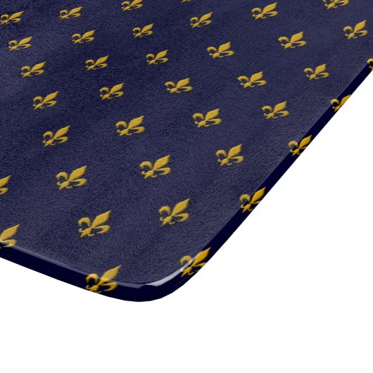 Planche À Découper Golden Fleur de Lis sur Navy Blue (Coin)
