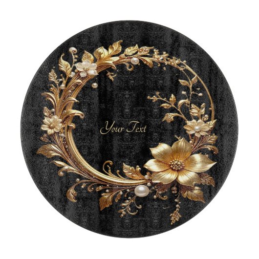 Planche À Découper Golden Floral Ornate Frame Cutting Board (Devant)