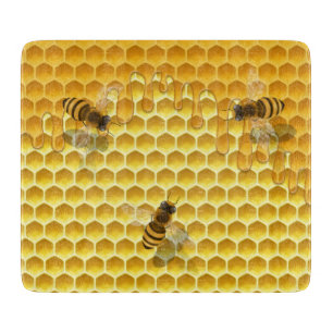 Planche À Découper Golden Honeycomb avec abeilles personnalisable