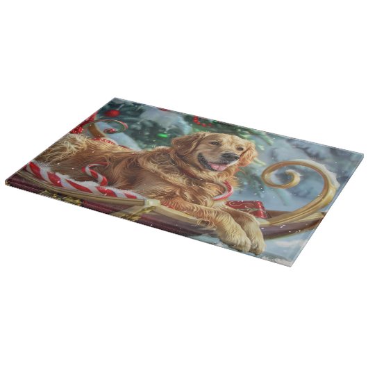Planche À Découper Golden Retriever Chien Festif de Noël (Coin)