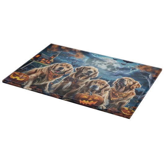 Planche À Découper Golden Retriever Halloween Éffrayant (Coin)