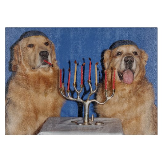 Planche À Découper Golden Retriever Hanoukka Menorah Lighting (Devant)