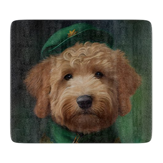 Planche À Découper Goldendoodle chien en robe de la Saint-Patrick (Devant)