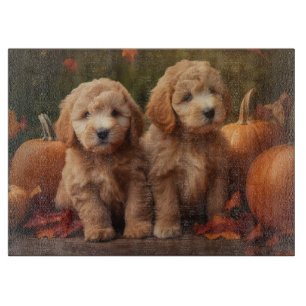 Planche À Découper Goldendoodle Chiot Automne Citrouille délice