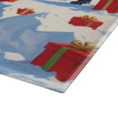 Planche À Découper Goldendoodle Courir en neige avec Casquette de Noë (Coin)