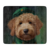 Planche À Découper Goldendoodle Dog en tenue de la Saint Patrick (Devant)