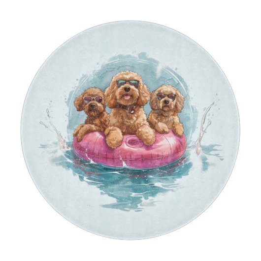 Planche À Découper Goldendoodle Dogs Summer Pineappy Pool Flotte (Devant)