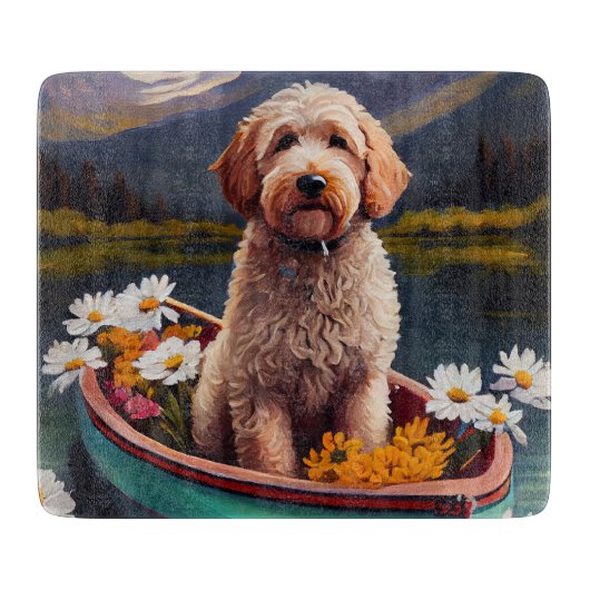 Planche À Découper Goldendoodle on a Paddle : Une aventure Pittoresqu (Devant)